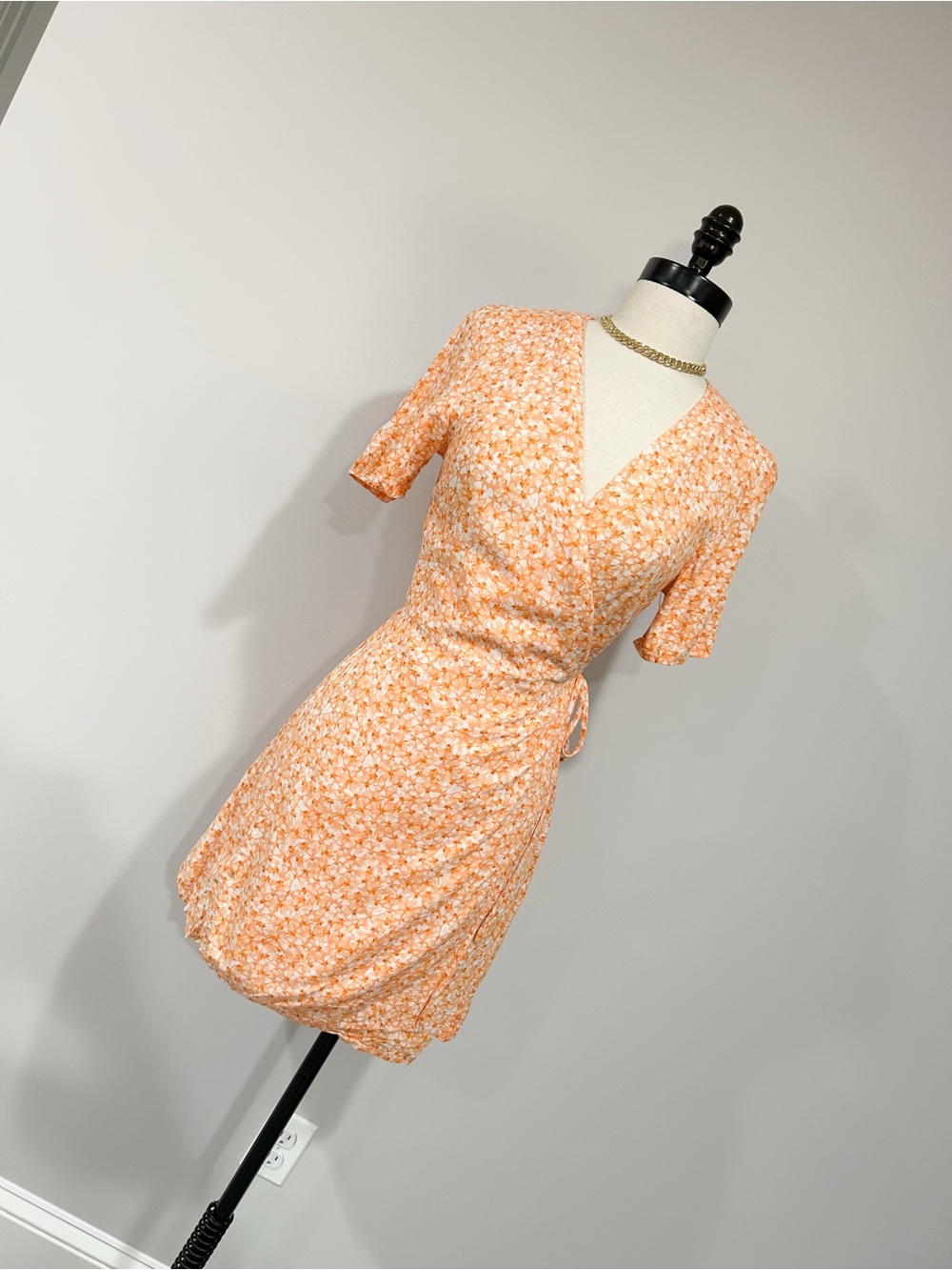 H&M Peach Floral Wrap Dress